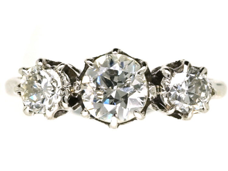 Platinum, Three Stone Diamond Ring