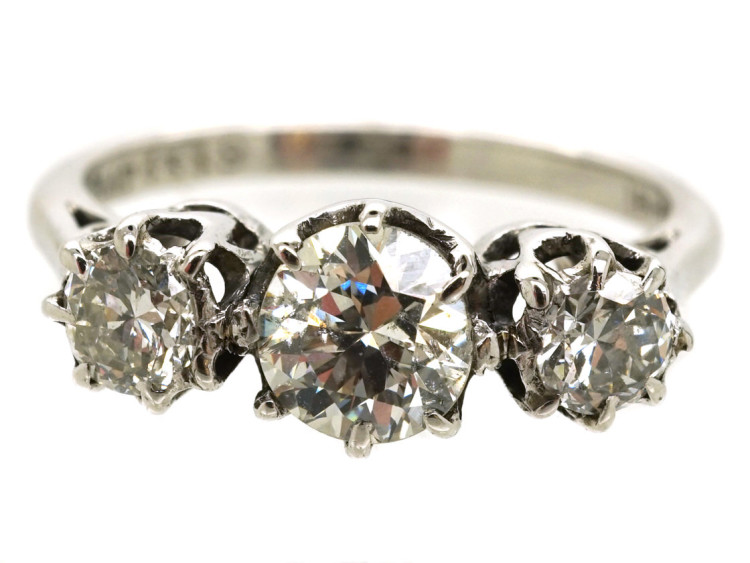 Platinum, Three Stone Diamond Ring