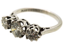 Platinum, Three Stone Diamond Ring