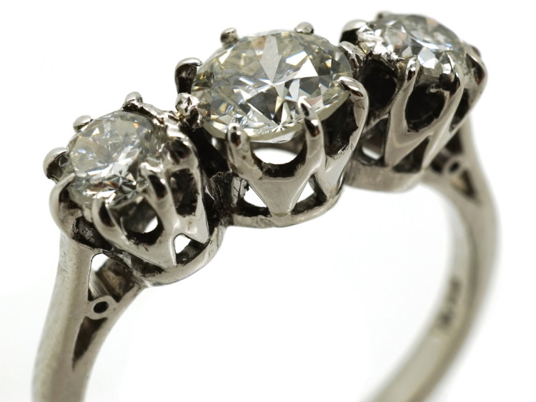 Platinum, Three Stone Diamond Ring