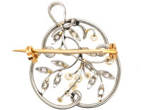 French Platinum, Diamond & Natural Split Pearl Brooch/ Pendant