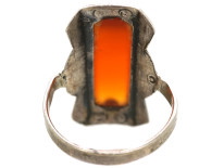 Art Deco Silver, Marcasite & Carnelian Ring