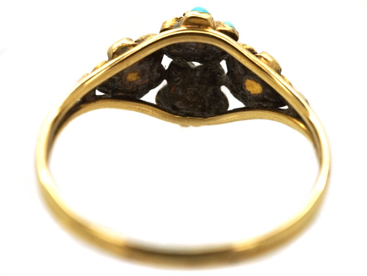 Regency 15ct Gold & Turquoise Forget Me Not Flower Ring