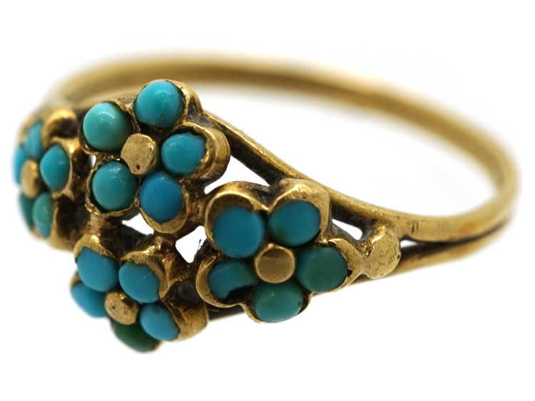 Regency 15ct Gold & Turquoise Forget Me Not Flower Ring