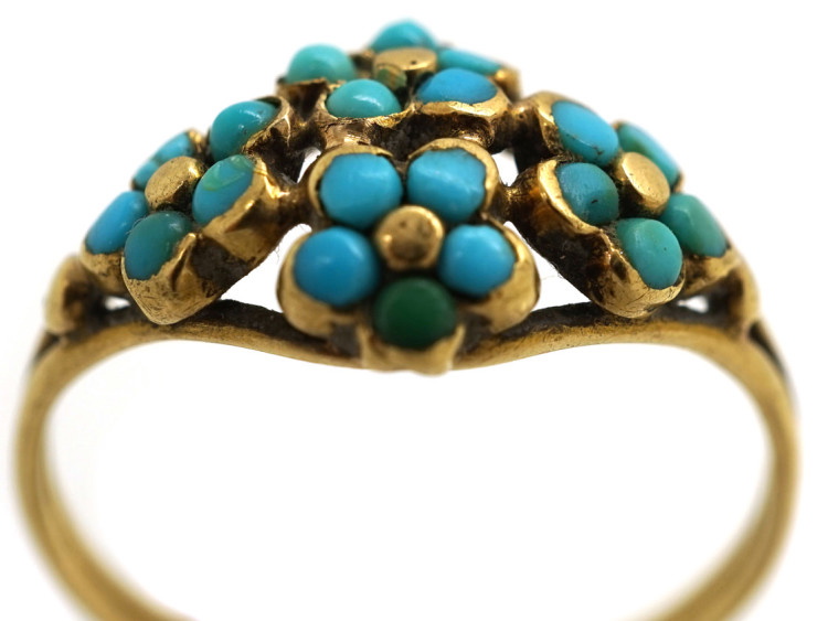 Regency 15ct Gold & Turquoise Forget Me Not Flower Ring
