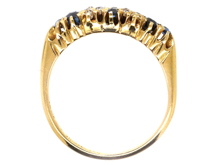 Edwardian 18ct Gold, Sapphire & Diamond Criss Cross Design Ring