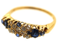 Edwardian 18ct Gold, Sapphire & Diamond Criss Cross Design Ring