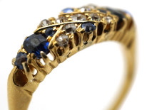 Edwardian 18ct Gold, Sapphire & Diamond Criss Cross Design Ring
