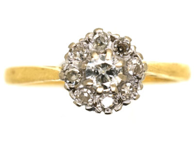 18ct White & Yellow Gold, Diamond Cluster Ring