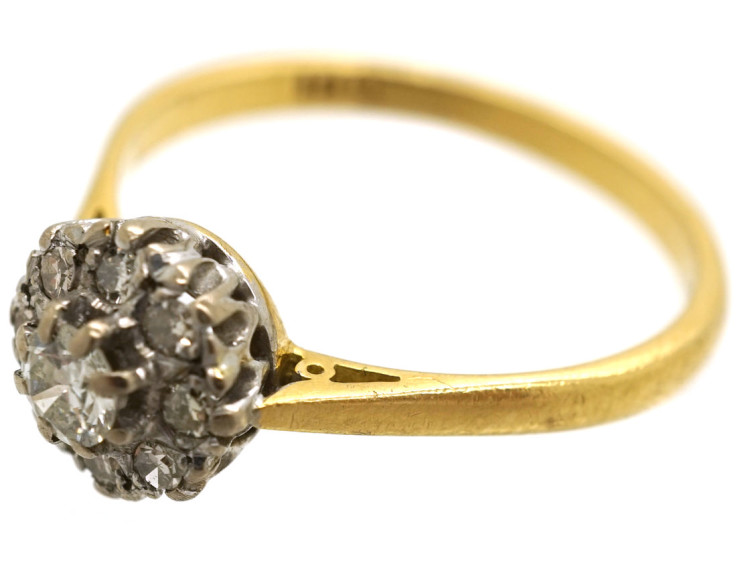 18ct White & Yellow Gold, Diamond Cluster Ring