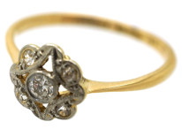 Edwardian 18ct Gold, Platinum & Diamond Cluster Ring