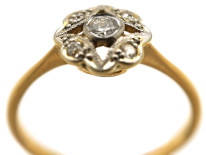 Edwardian 18ct Gold, Platinum & Diamond Cluster Ring