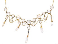 Edwardian 15ct Gold, Moonstone & Sapphire Necklace