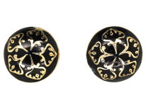 Victorian 15ct Gold & Black Enamel Round Earrings