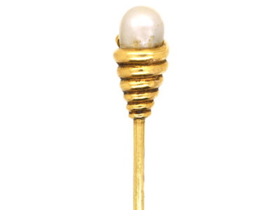 Victorian 18ct Gold Coiled Snake Tie Pin Set With a Natural Pearl Victorian 18ct Gold Coiled Snake Tie Pin Set With a Natural Pearl