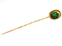 Edwardian 15ct Gold Tie Pin With Green Enamel Frog