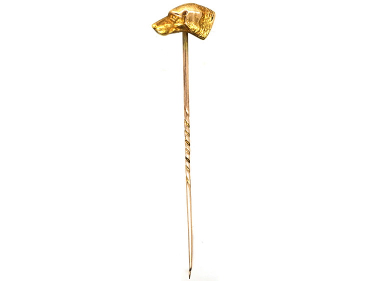 Edwardian 15ct Gold Hunting Dog Tie Pin