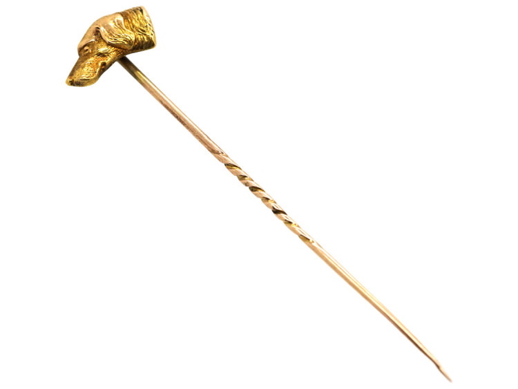 Edwardian 15ct Gold Hunting Dog Tie Pin