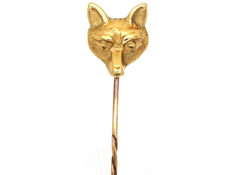 Edwardian 15ct Gold Fox Head Tie Pin