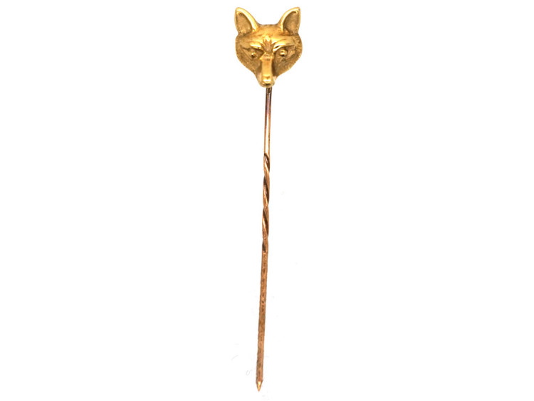 Edwardian 15ct Gold Fox Head Tie Pin