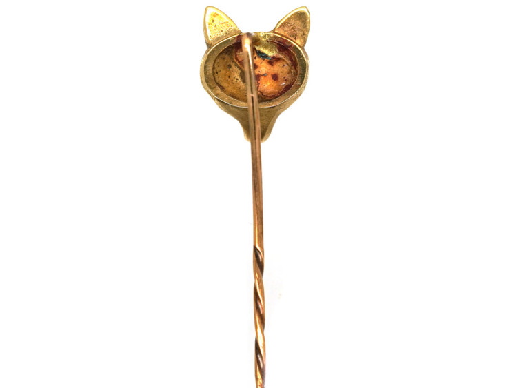 Edwardian 15ct Gold Fox Head Tie Pin