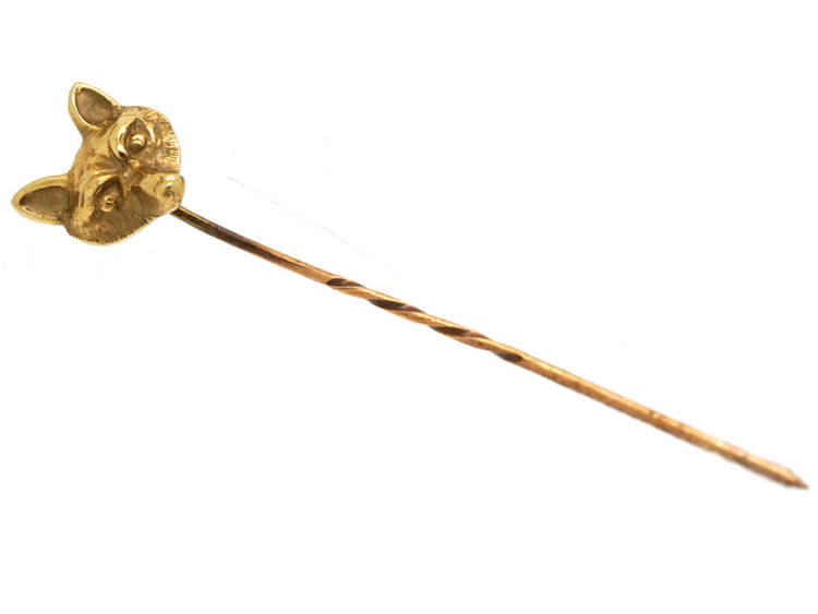 Edwardian 15ct Gold Fox Head Tie Pin