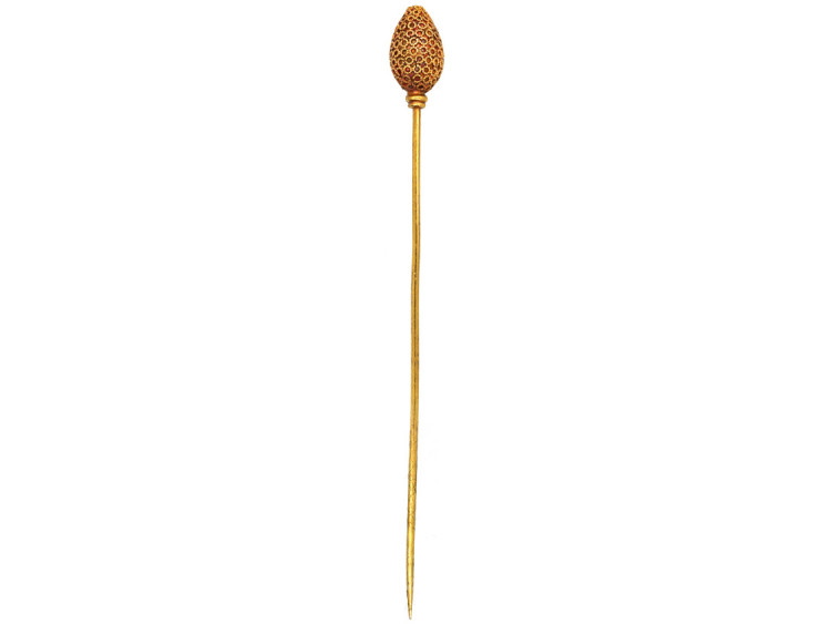 Victorian Etruscan Style 15ct Gold Conical Shaped Tie Pin