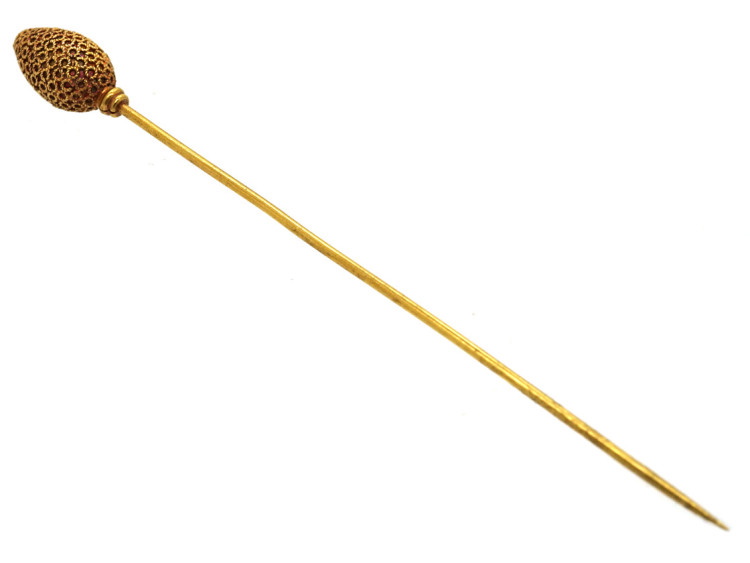 Victorian Etruscan Style 15ct Gold Conical Shaped Tie Pin