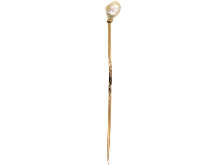 Edwardian Natural Baroque Pearl Tie Pin