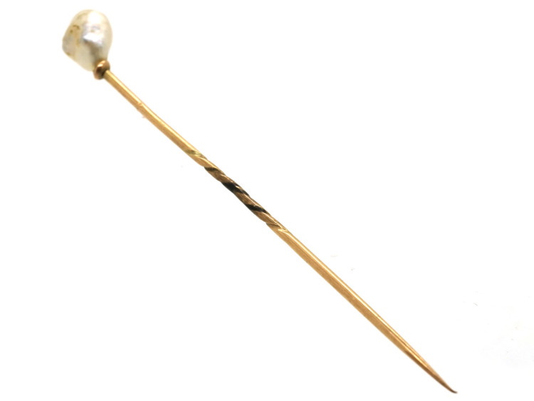 Edwardian Natural Baroque Pearl Tie Pin