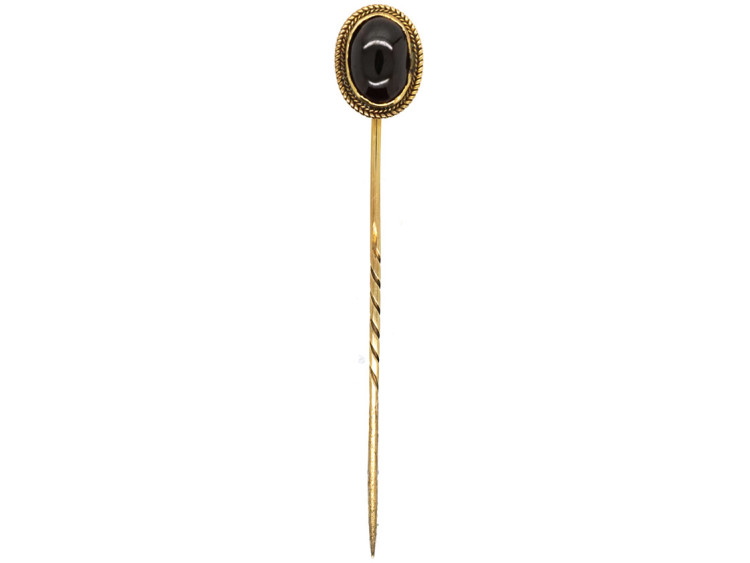 Victorian 15ct Gold & Cabochon Garnet Tie Pin