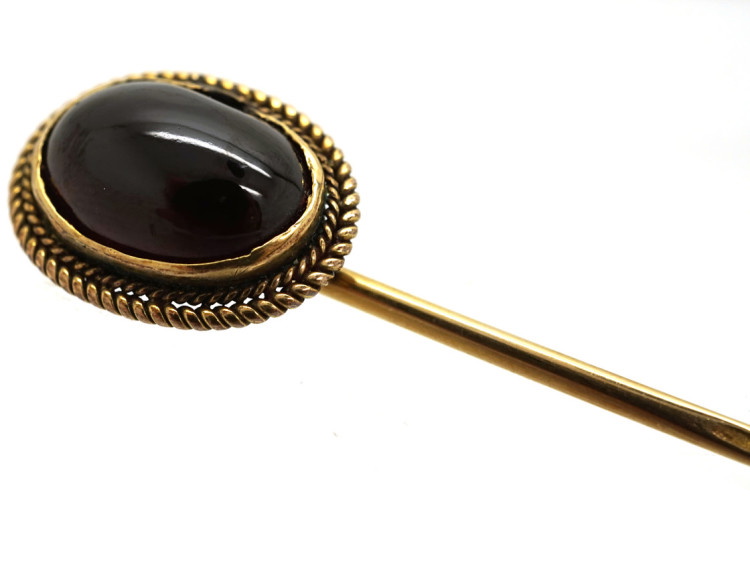 Victorian 15ct Gold & Cabochon Garnet Tie Pin