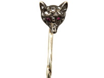 Edwardian Rose Diamond & Ruby Set Fox Head Tie Pin