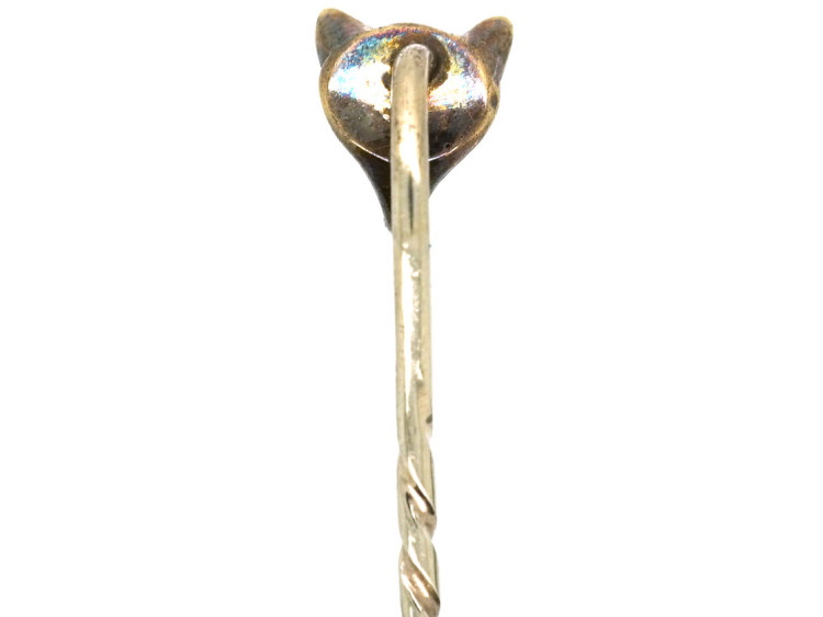 Edwardian Rose Diamond & Ruby Set Fox Head Tie Pin