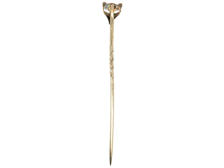 Edwardian Rose Diamond & Ruby Set Fox Head Tie Pin