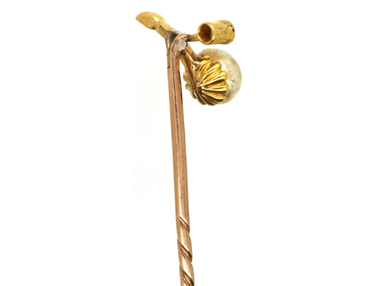 Edwardian Pearl & Diamond Sprig Tie Pin
