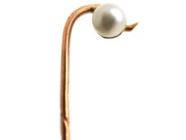 Edwardian 15ct Gold & Natural Pearl Acorn Tie Pin