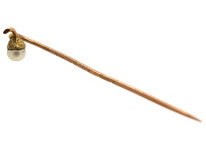 Edwardian 15ct Gold & Natural Pearl Acorn Tie Pin