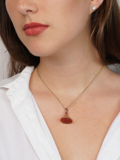 Georgian 9ct Gold Cased Seal with Carnelian Intaglio of a Crown & Monogram