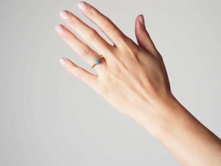 18ct White & Yellow Gold, Diamond Cluster Ring