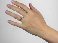 Edwardian 18ct Gold, Three Sapphire & Two Diamond Ring