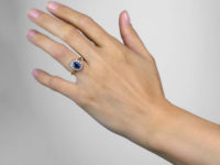 18ct Gold, Sapphire & Diamond Oval Cluster Ring