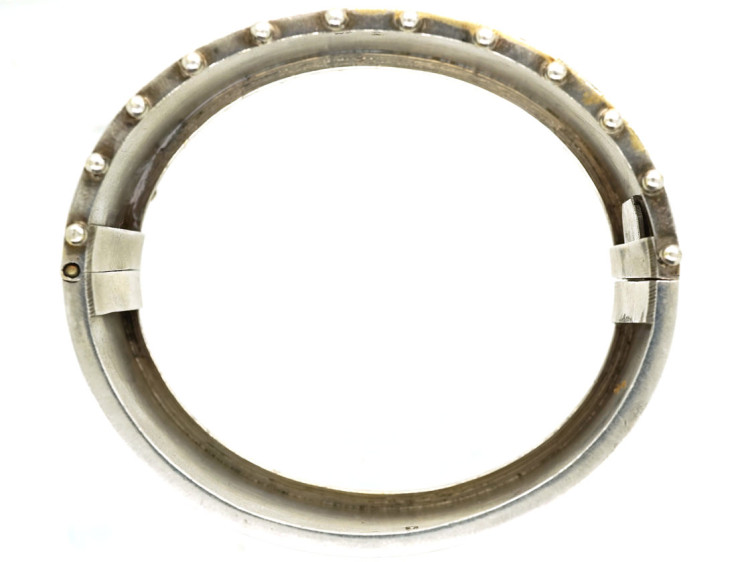 Victorian Silver Gilt Bangle With Rose Motif