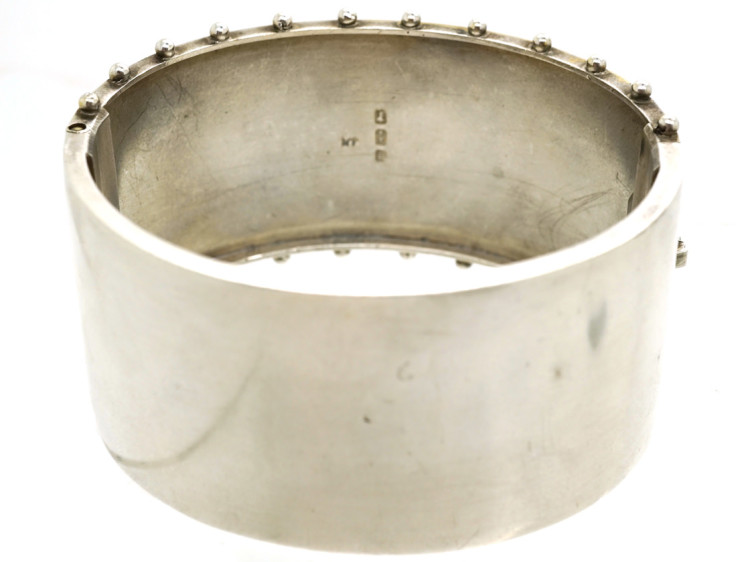 Victorian Silver Gilt Bangle With Rose Motif