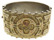 Victorian Silver Gilt Bangle With Rose Motif
