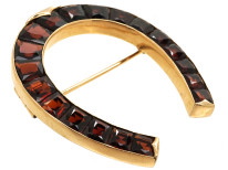 Austrian 14ct Gold Horseshoe Brooch set with Garnets