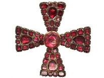 Georgian Flat Cut Almandine Garnet Cruciform Brooch
