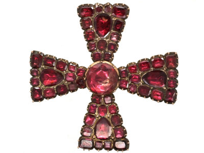 Georgian Flat Cut Almandine Garnet Cruciform Brooch Georgian Flat Cut Almandine Garnet Cruciform Brooch