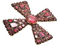 Georgian Flat Cut Almandine Garnet Cruciform Brooch