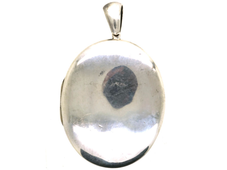 Victorian Engraved Silver Oval Locket
